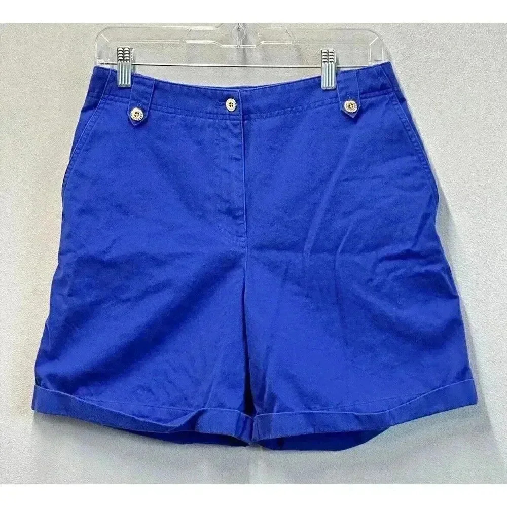 VTG Lauren Ralph Lauren Womens Sz 6 Blue 100%‎ Cotton High Waisted Shorts